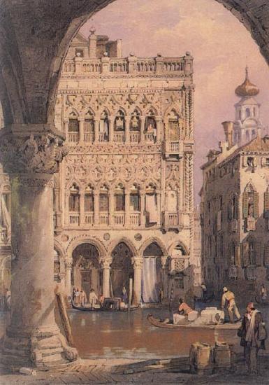 Samuel Prout C'a d'Oro,Venice France oil painting art